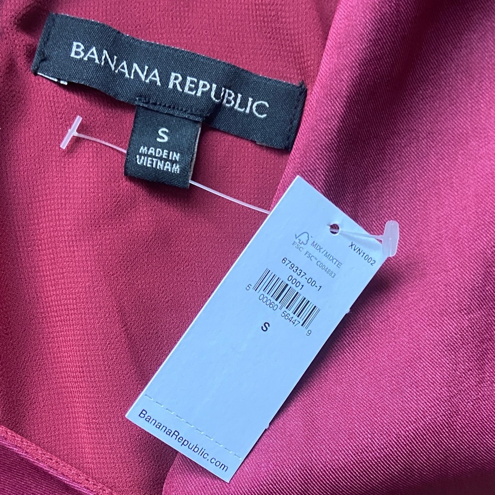 Sale! Banana Republic Deep Red Silky Wrap Blouse. Size S. NWT - Picture 9 of 11